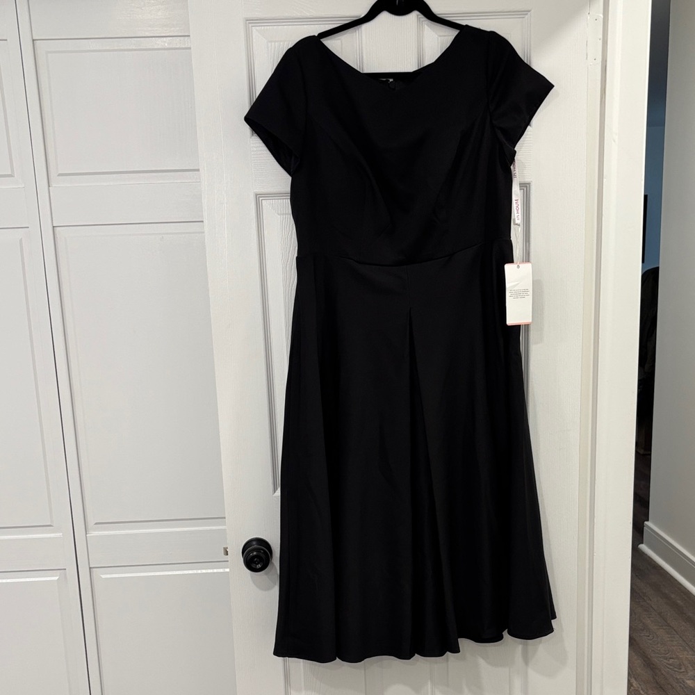 Women's Black Midi Fit-and-Flare Dress